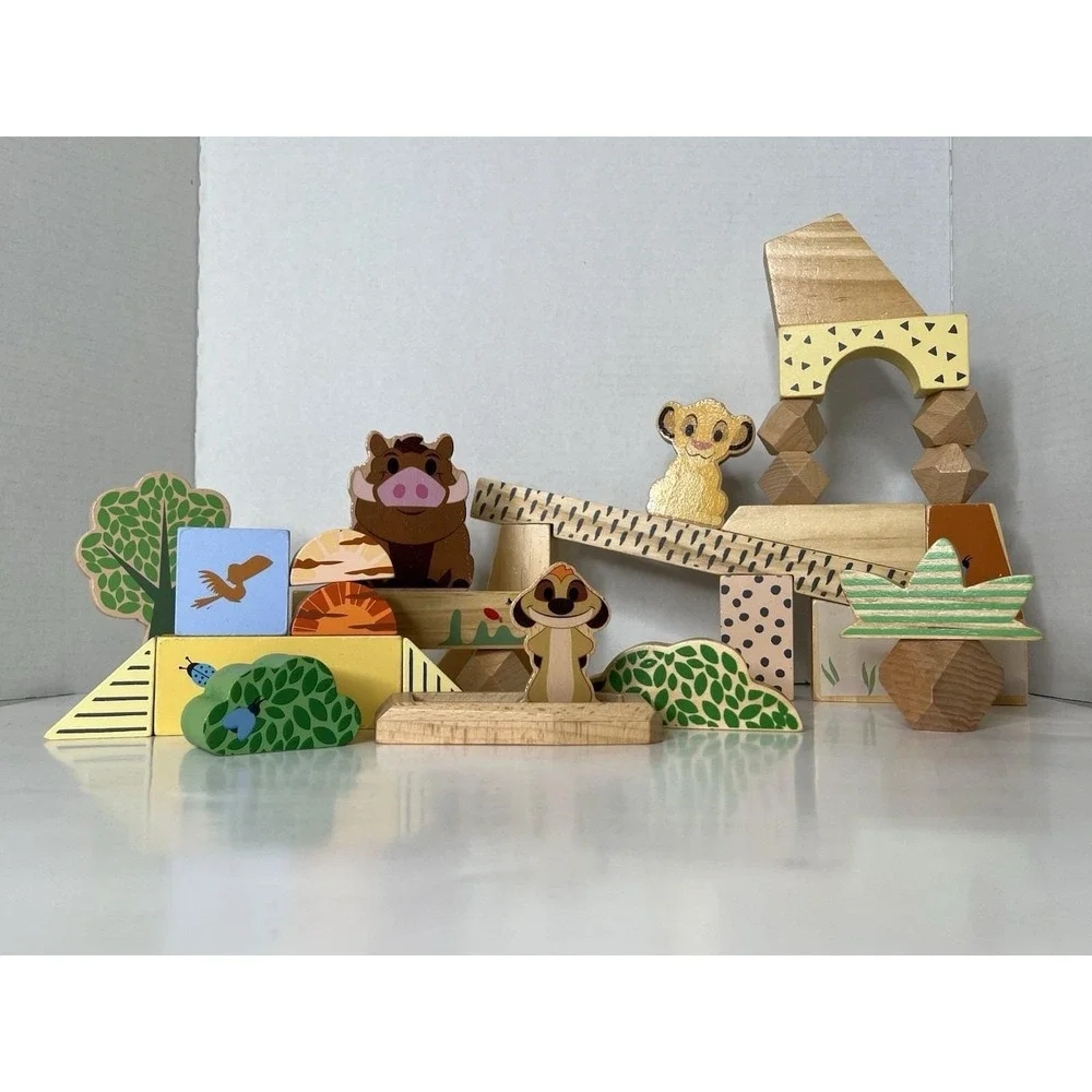 Just Play Disney Wooden Lion King Pride Rock Building Blocks set